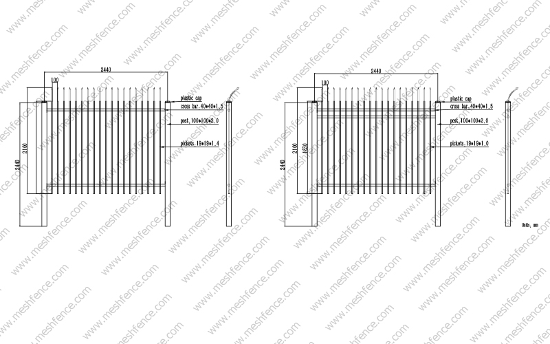 Extension Arms Steel Fencing Conceptual Drawings