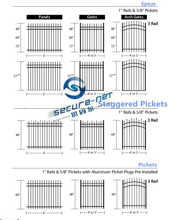 Hot galvanized spear top security fence