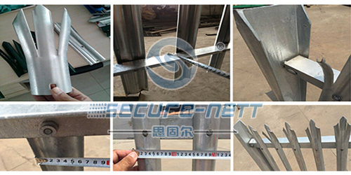 Multi-directional triple top spiked palisade fencing