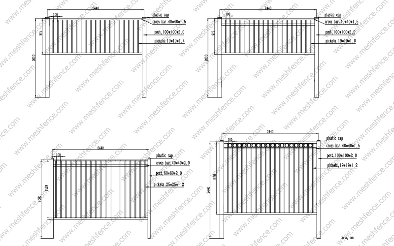 Flat Top Steel Fencing Conceptual Drawings